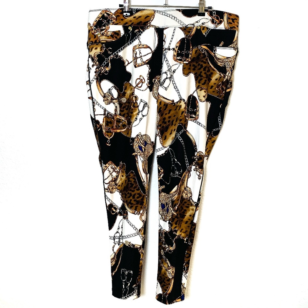 Luxe Slims Jegging XL 18-20 Collant Jean White Rope Chain Equestrian Print